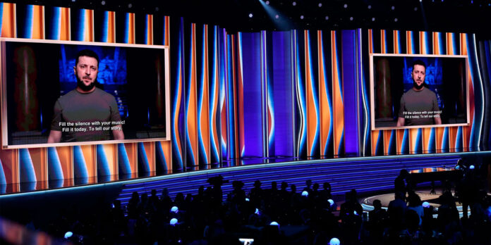 Zelenski-en-los-Grammy Zelenski en los Grammy: "No hay nada más opuesto a la guerra que la música"